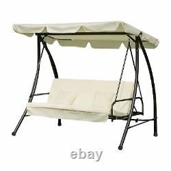 3 Seater Swing Chair 2-in-1 Hammock Bed Patio Garden Cushion Outdoor with Canopy
