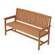 3 Seater Traditional Wooden Long Bench With Armrest Outdoor Garden Patio