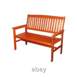 3 Seater Wooden Garden Bench Traditional Hardwood Outdoor Patio Furniture 120cm