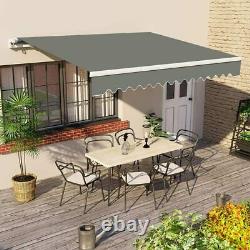 3 x 2.5m Patio Awning Manual Garden Canopy Sun Shade Retractable Shelter Outdoor
