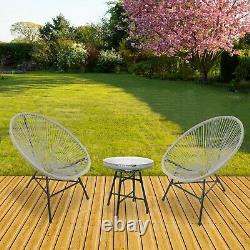 3pcs Bistro Set Egg String Chair & Table Garden Patio Set Indoor & Outdoor