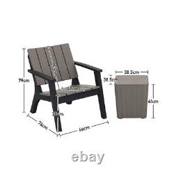 3pcs Plastic Garden Adirondack Chairs Balcony Outdoor Patio Furniture Bistro Set