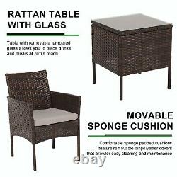 3pcs Rattan Garden Furniture Set Outdoor Sofa Chairs Patio Coffee Table Wicker
