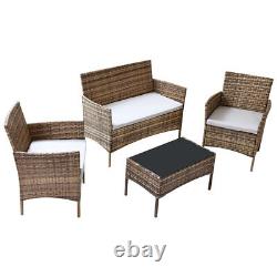 4PCS Rattan Garden Ergonomic Home Furniture Patio Outdoor Chairs Table Set UK