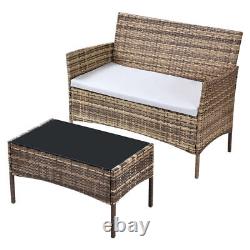 4PCS Rattan Garden Ergonomic Home Furniture Patio Outdoor Chairs Table Set UK