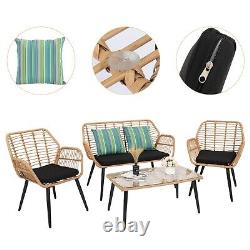 4Pcs Rattan Garden Furniture Set Chairs Table Outdoor Patio Wicker Conservatory