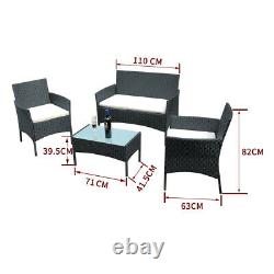 4Pcs/Set Rattan Table+Chair Set Garden Furniture Set Sofa Patio Outdoor Hotel