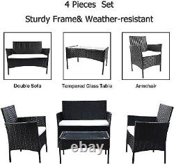 4 Pcs Rattan Garden Furniture Set Chairs Sofa Coffee Table Outdoor Patio Set
