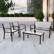 4 Piece Garden Furniture Sets Rectangular Table & 4 Seater Chairs Patio Outdoor