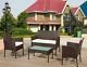 4 Piece Rattan Garden Furniture Outdoor Patio Set With Sofa Table & Chairs