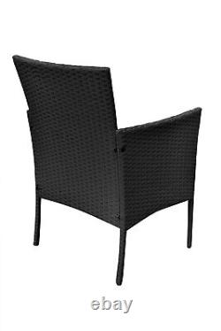 4 Piece Rattan Garden Furniture Set Black Outdoor Wicker Sofa Table Chairs Patio