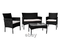 4 Piece Rattan Garden Furniture Set Outdoor Patio Wicker Set Sofa Table 2 Chairs