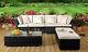 4 Piece Rattan Garden Patio Furniture Outdoor Set Sofa, Ottoman, Coffee Table