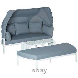 4 Pieces Outdoor Garden Sofa Set, Aluminum Patio Lounge Bed Furniture