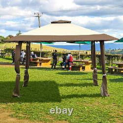 4 x 4m Pop up Outdoor Garden Gazebo Canopy Party Tent Patio Shelt 2-Tier Roof