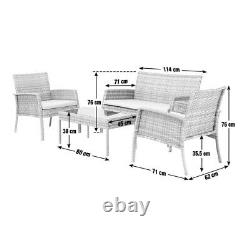 4pc Garden Rattan Furniture Set Conservatory Patio Outdoor Table Chairs Lounge