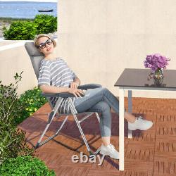 4x Garden Chair Aluminium High Back Grey Folding Camping Outdoor Patio Furniture