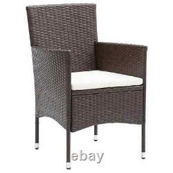 4x Garden Dining Chairs Poly Rattan Brown Outdoor Patio Armchair vidaXL
