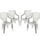 4x Resol Pireo Plastic Patio Outdoor Garden Dining Armchairs Stackable White
