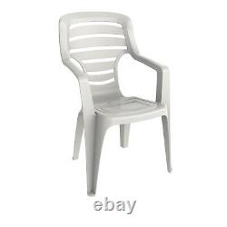 4x Resol Pireo Plastic Patio Outdoor Garden Dining Armchairs Stackable White
