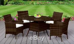 5PC Rattan Dining Set Outdoor Garden Patio Furniture 4 Chairs & Round Table