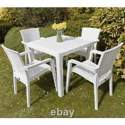 5Pcs 4 Chairs & Table Outdoor Garden Patio Furniture Set Bistro Set Rattan Style