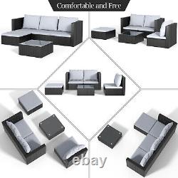 5 Piece Rattan Garden Furniture Set Chairs Sofa Table Outdoor Patio Conservatory