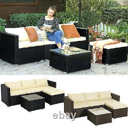 5-Piece Rattan Garden Furniture Set Corner Sofa PE Patio Furniture Outdoor Couch