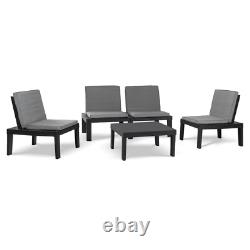 5 Rattan Chairs & Table Outdoor Garden Patio Deck Furniture Cushioned Table Set