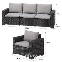 5 Seater Keter Rattan Patio Lounger Sofa Set Garden Furniture Outdoor Sun Chairs