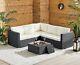 5 Seater Rattan Garden Corner Sofa Patio Outdoor Set & Ice Bucket Coffee Table