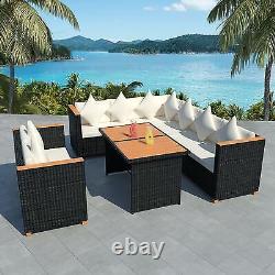 5 pcs Garden Lounge Set with Cushions Rattan Black itzcominghome outdoor patio