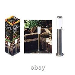60cm POST LIGHT SOLAR STAINLESS STEEL GARDEN DRIVEWAY OUTDOOR LED PATIO NEW