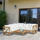 6 Pcs Wooden Frame Outdoor Patio Garden Corner Sofa Set With Cushions Coffee Table
