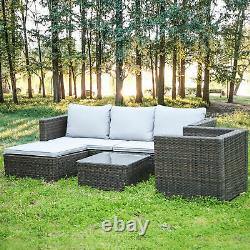 6 Piece Corner Rattan Sofa Set Coffee Table Chair Outdoor Garden Furniture Patio
