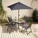 6 Piece Garden Furniture Outdoor Patio Dining Set Parasol / 4 Seater