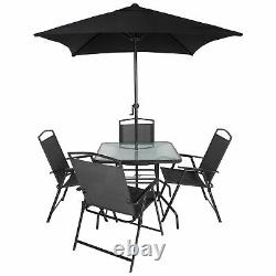 6 Piece Garden Furniture Outdoor Patio Dining Set Parasol / 4 Seater