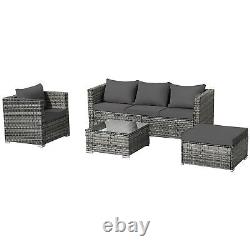 6 pieces Outdoor Patio Rattan Wicker Garden Furniture Grey Sofa Table Lounge Set