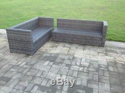 6 seater rattan corner sofa set table outdoor garden furniture patio grey