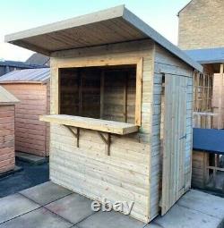 6x4 GARDEN BAR SHED WOODEN DRINKS HUT TANALISED SHIPLAP PATIO OUTDOOR TREATED