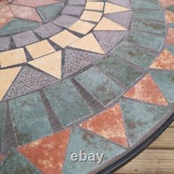 70cm Outdoor Metal Bistro Table Mosaic Design for Garden Patio Balcony