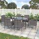 7 Pieces Outdoor Rattan Garden Furniture Set Patio Dining Table + 6 Chairs Set