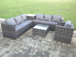 7 seater grey rattan sofa chair table outdoor garden furniture patio set