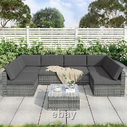 7pcs All-Weather Rattan Garden Patio Outdoor Sofa Furniture Sets with Coffee Table