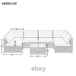 7pcs All-Weather Rattan Garden Patio Outdoor Sofa Furniture Sets with Coffee Table