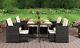 9pc Rattan Outdoor Garden Patio Furniture Set 4 Chairs 4 Stools & Dining Table