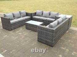 9 Seat Rattan Garden Furniture Set Patio Outdoor Table Chairs Sofa Conservatory