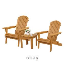 Adirondack 2 Chair & Table Set Outdoor Lounge Garden Furniture Patio Bistro