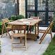 Alfresia Garden Table Chairs Wooden Set 4-seater Folding Outdoor Patio Dining
