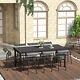 Aluminium Outdoor Garden Dining Table For 8 People For Lawn Patio, Black